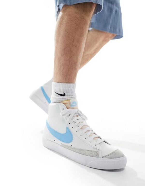 ナイキ メンズ スニーカー シューズ Nike Blazer Mid '77 Vintage sneakers in white and blue WHITE