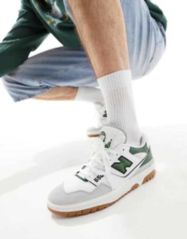 ニューバランス レディース スニーカー シューズ New Balance 550 sneakers in white with green detail WHITE