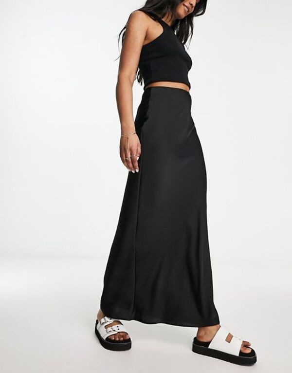 エイソス レディース スカート ボトムス ASOS DESIGN satin bias maxi skirt in black Black