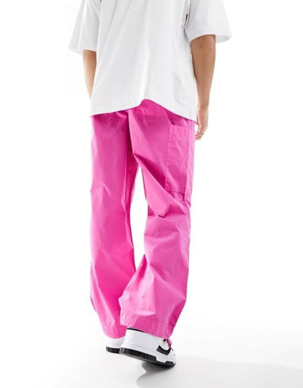 エイソス メンズ カジュアルパンツ ボトムス ASOS DESIGN cargo wide leg pants in pink PINK