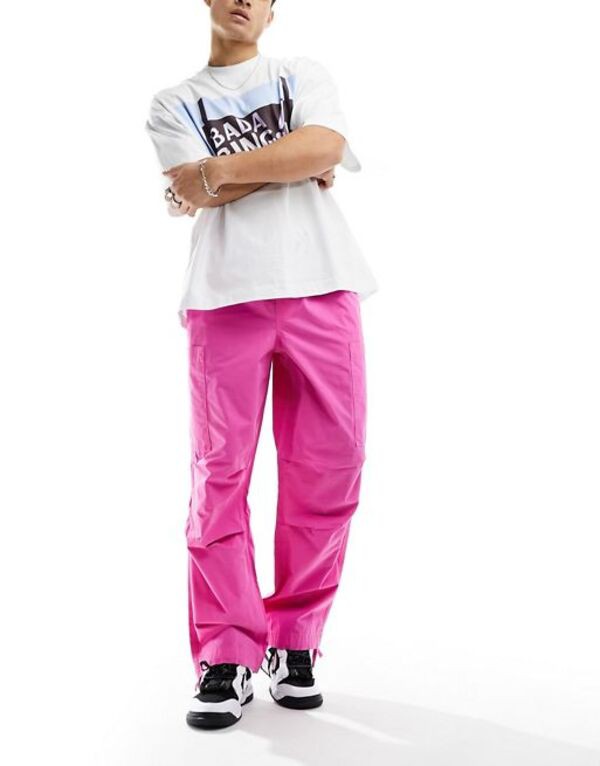 エイソス メンズ カジュアルパンツ ボトムス ASOS DESIGN cargo wide leg pants in pink PINK