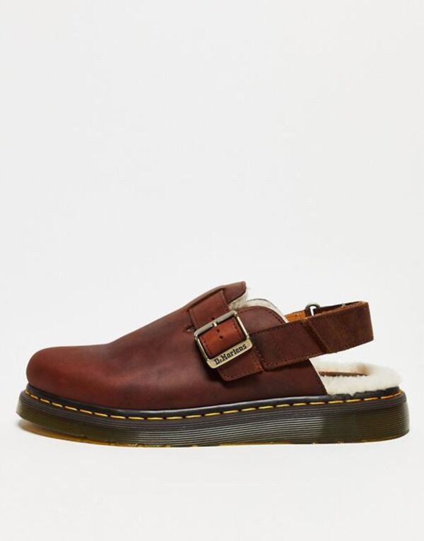 ドクターマーチン レディース スリッポン・ローファー シューズ Dr Martens Jorge ii fur lined mules in tan leather BROWN