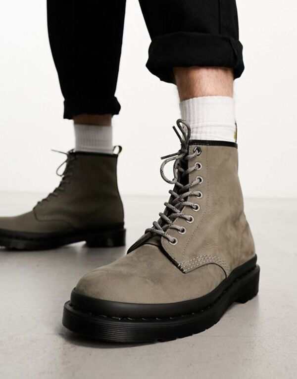 ドクターマーチン メンズ ブーツ・レインブーツ シューズ Dr Martens 1460 8 eye boots in nickel gray nubuck leather Gray