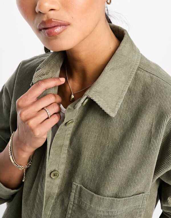 エイソス レディース シャツ トップス ASOS DESIGN cord oversized shirt in khaki Khaki