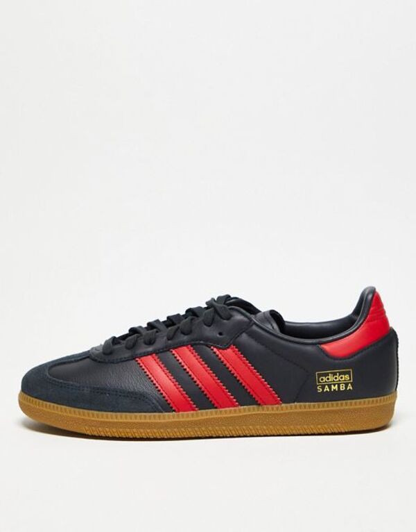 アディダス レディース スニーカー シューズ adidas Originals Samba sneakers in black and red Black