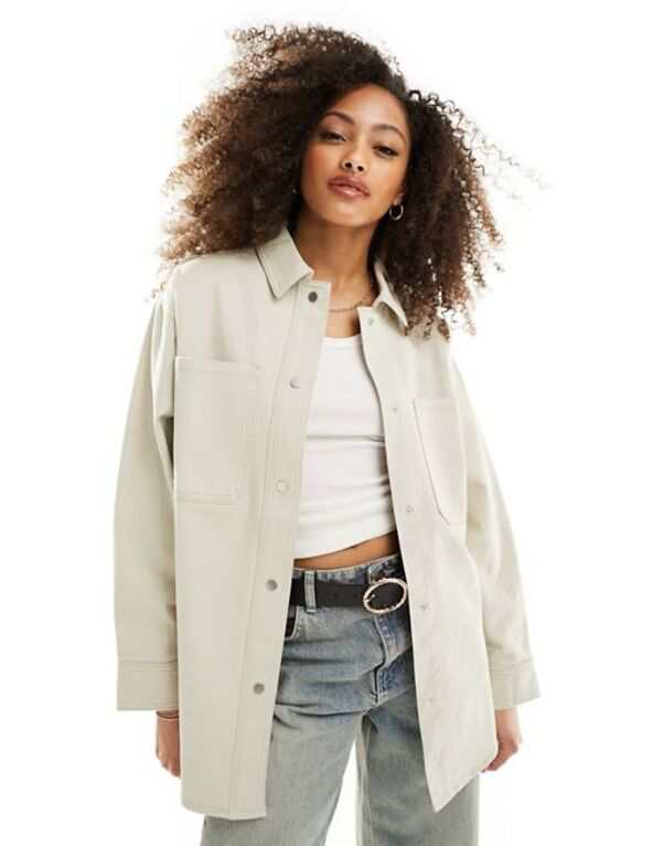 エイソス レディース ジャケット・ブルゾン アウター ASOS DESIGN oversized twill jacket in stone Stoneの通販は 8,725円