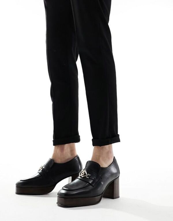 エイソス メンズ スリッポン・ローファー シューズ ASOS DESIGN loafers in black leather with natural sole Black