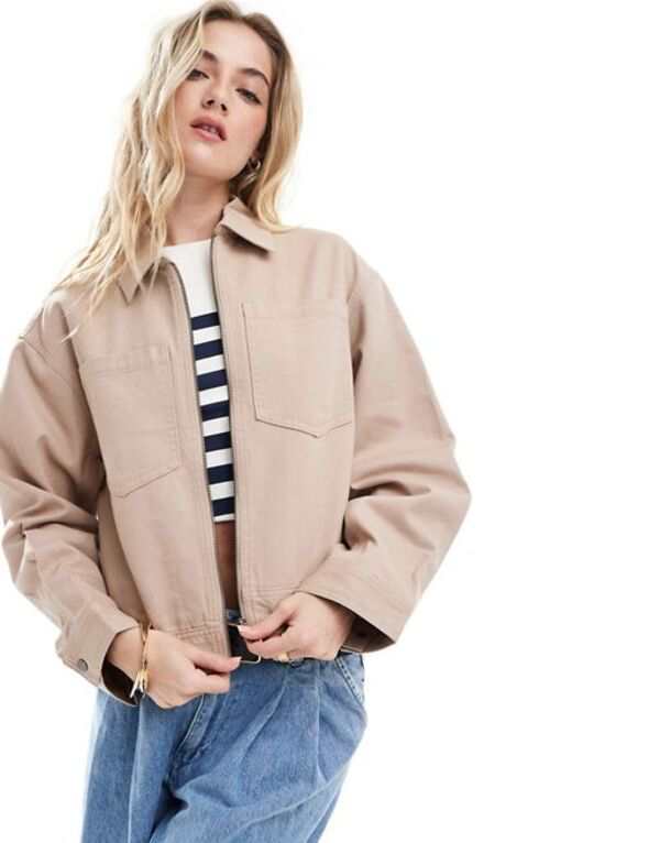 エイソス レディース ジャケット・ブルゾン アウター ASOS DESIGN cropped twill jacket in dusty pink Dusty pink