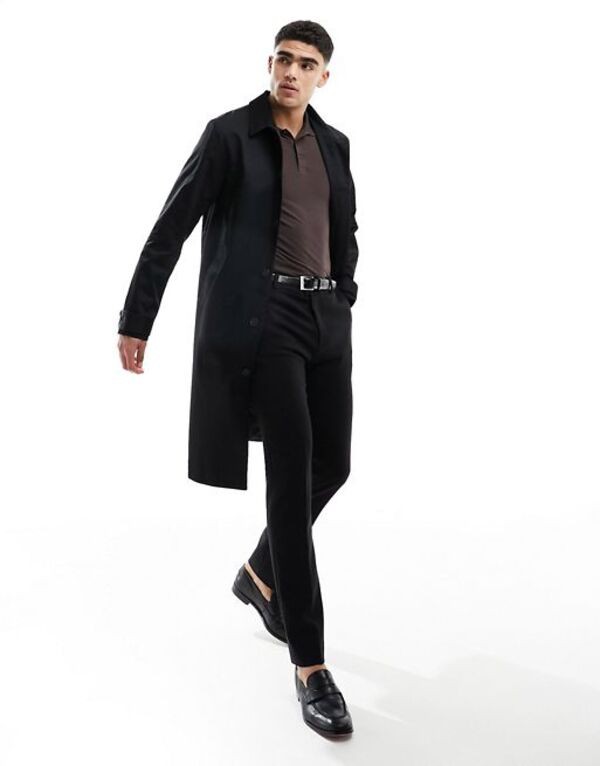 エイソス メンズ コート アウター ASOS DESIGN trench coat in black Black