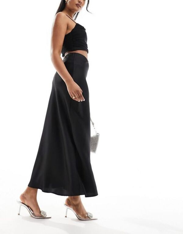 エイソス レディース スカート ボトムス ASOS DESIGN satin bias maxi skirt in black Black