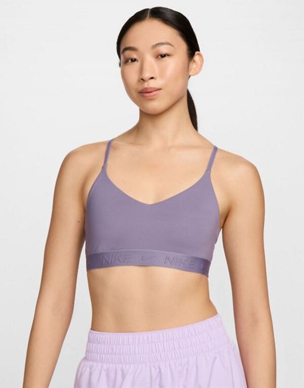 ナイキ レディース ブラジャー アンダーウェア Nike Training Indy Dri-FIT light support sports bra in purple MBLUE