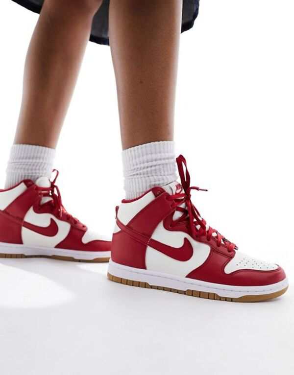 ナイキ レディース スニーカー シューズ Nike Dunk High sneakers in red and white RED