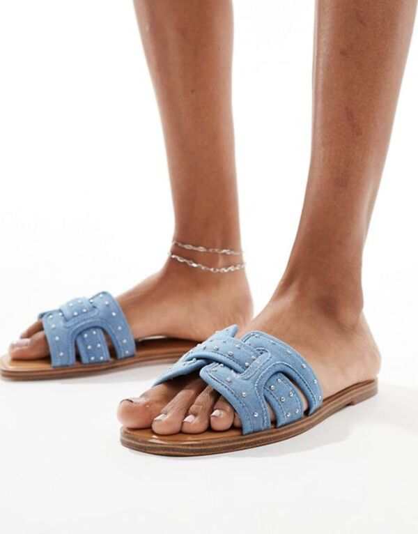 アルド レディース サンダル シューズ ALDO Elenaa padded flat sandals in denim Light denim