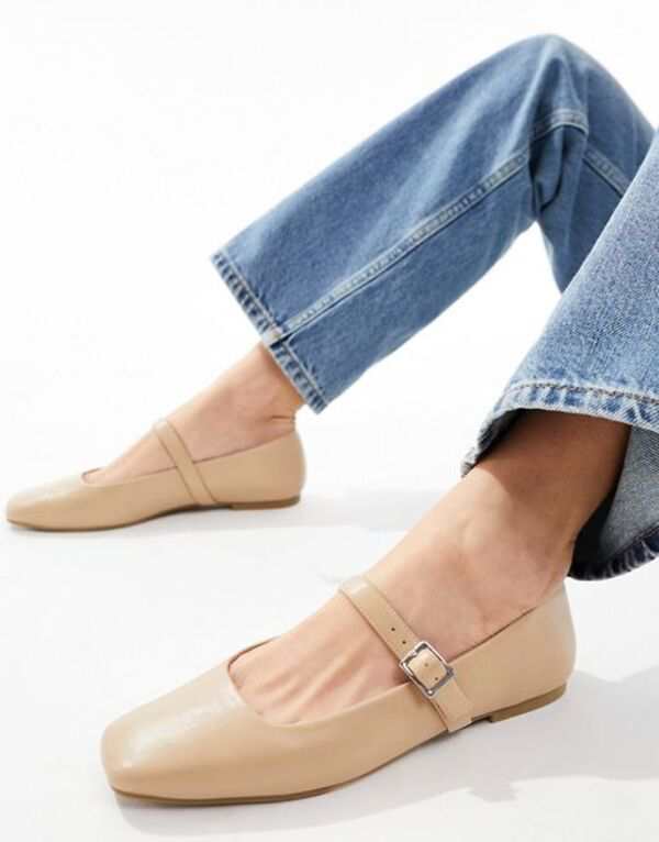 エイソス レディース パンプス シューズ ASOS DESIGN Lottie Mary Jane Ballet Flats in Beige BEIGE