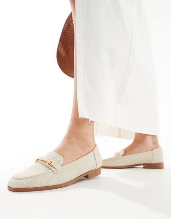 エイソス レディース スリッポン・ローファー シューズ ASOS DESIGN Verity loafer flat shoes with trim in natural fabrication Natura