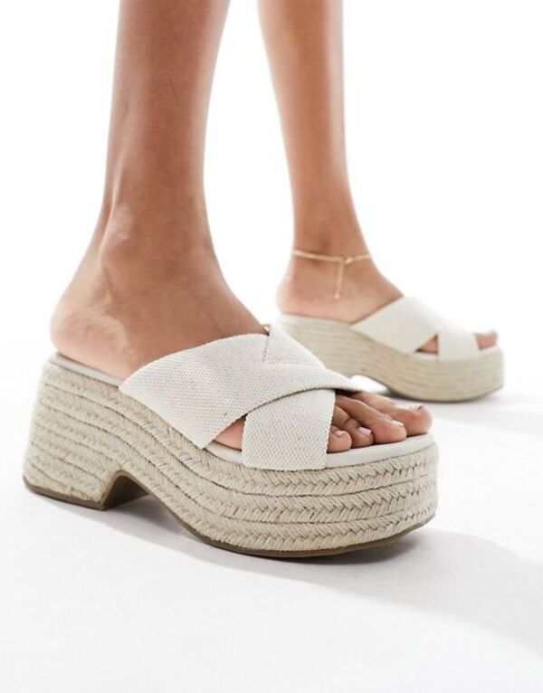 エイソス レディース サンダル シューズ ASOS DESIGN Toy cross strap wedges in natural fabrication NATURAL