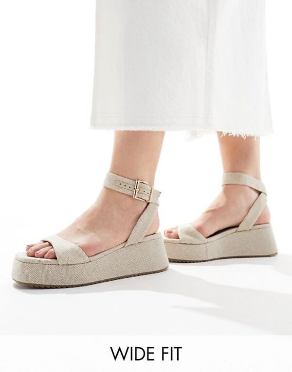 エイソス レディース サンダル シューズ ASOS DESIGN Wide Fit Tantoo flatform sandals in natural fabrication NATURAL