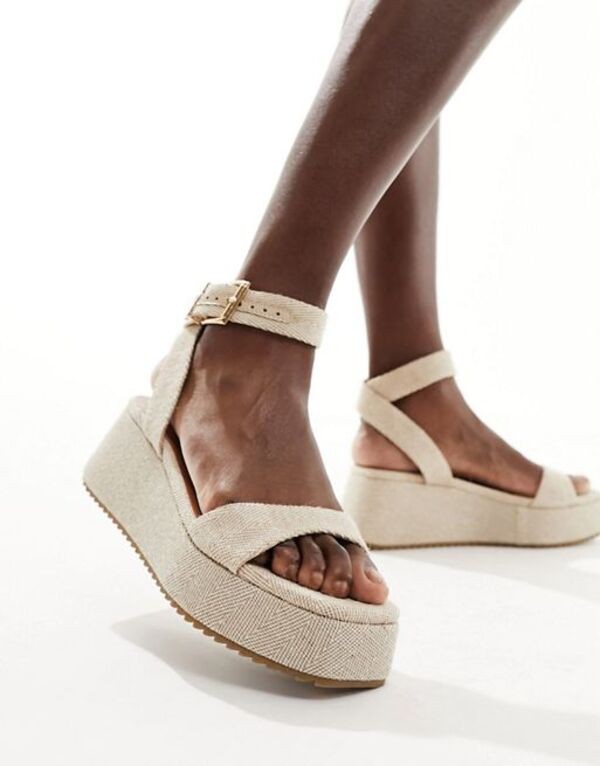 エイソス レディース サンダル シューズ ASOS DESIGN Tantoo flatform sandals in natural fabrication NATURAL