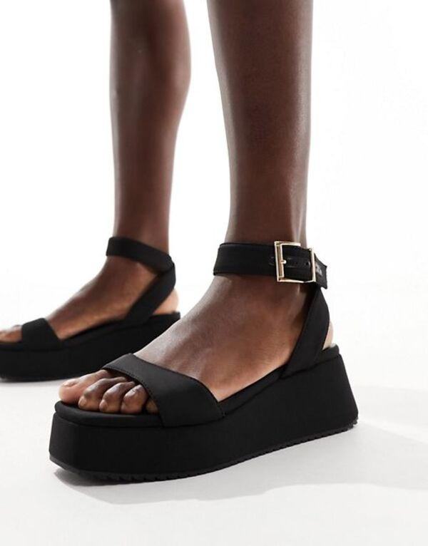 エイソス レディース サンダル シューズ ASOS DESIGN Tantoo flatform sandals in black Black