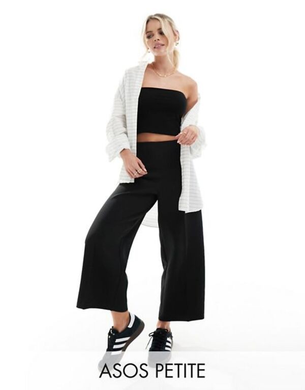 エイソス レディース カジュアルパンツ ボトムス ASOS DESIGN Petite tailored culotte pants in cream Blackの通販は