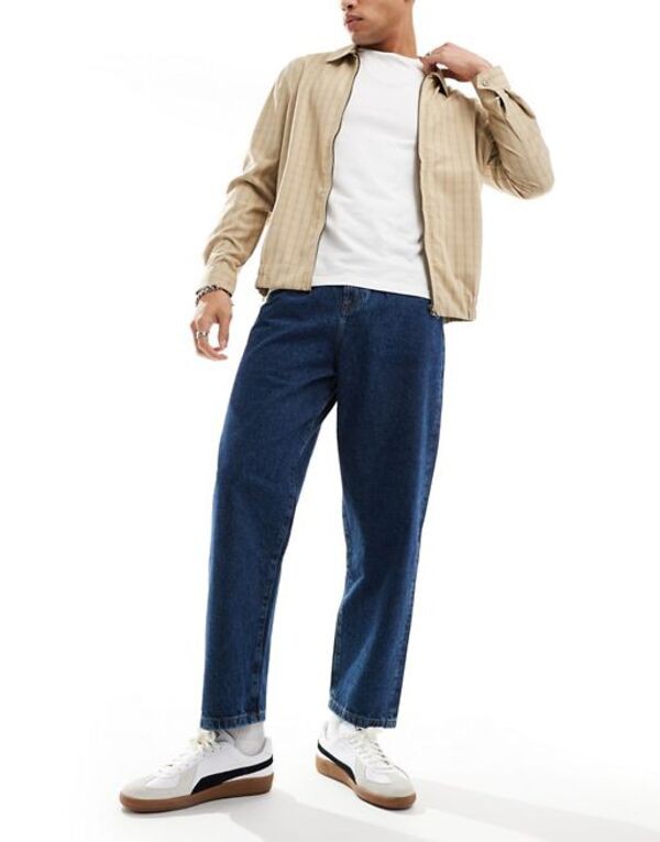 エイソス メンズ デニムパンツ ボトムス ASOS DESIGN balloon fit jeans in mid wash blue Mid Wash Blueの通販は