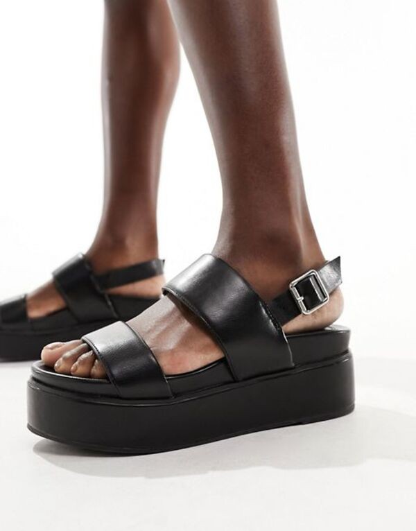 エイソス レディース サンダル シューズ ASOS DESIGN Tucker 2 chunky flatforms in black Black