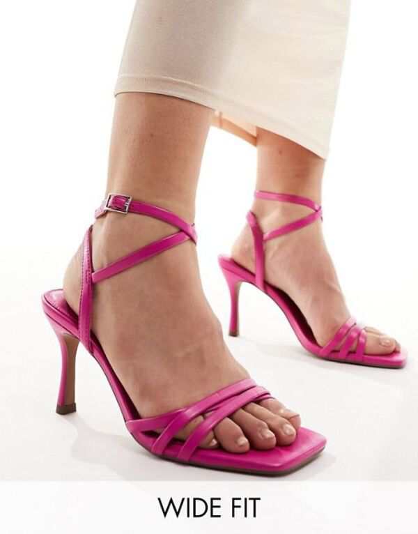 エイソス レディース サンダル シューズ ASOS DESIGN Wide Fit Harlow mid heeled sandals in pink PINK