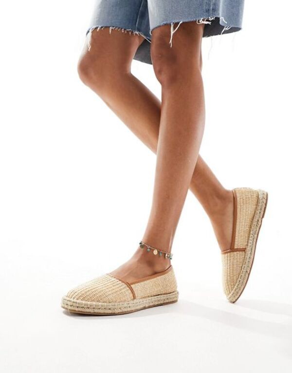 エイソス レディース スリッポン・ローファー シューズ ASOS DESIGN Joey closed toe espadrilles in natural raffia Natural raffia