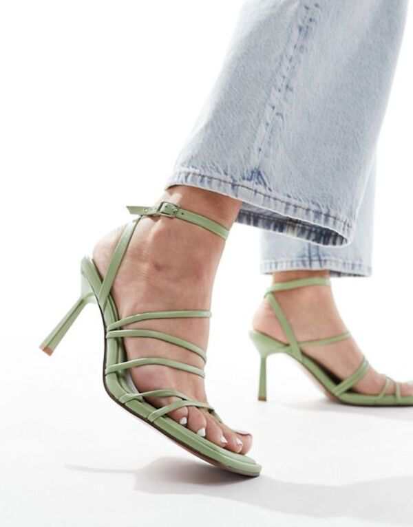 エイソス レディース サンダル シューズ ASOS DESIGN Hamper strappy mid heeled sandals in green GREEN