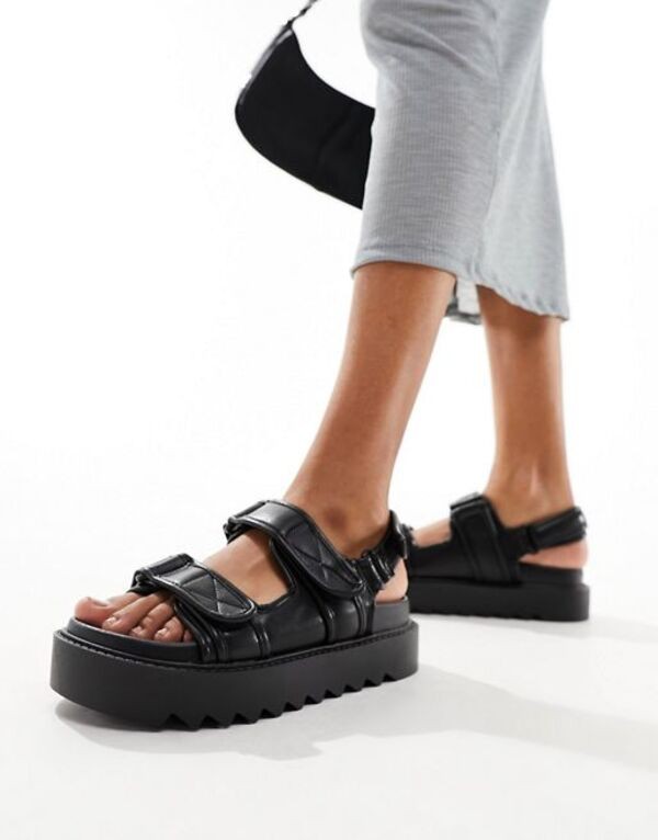 エイソス レディース サンダル シューズ ASOS DESIGN Forecast sporty dad sandals in black Black