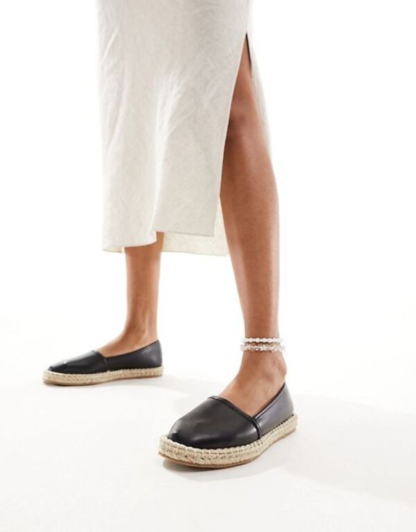 エイソス レディース スリッポン・ローファー シューズ ASOS DESIGN Joey closed toe espadrilles in black BLACK PU