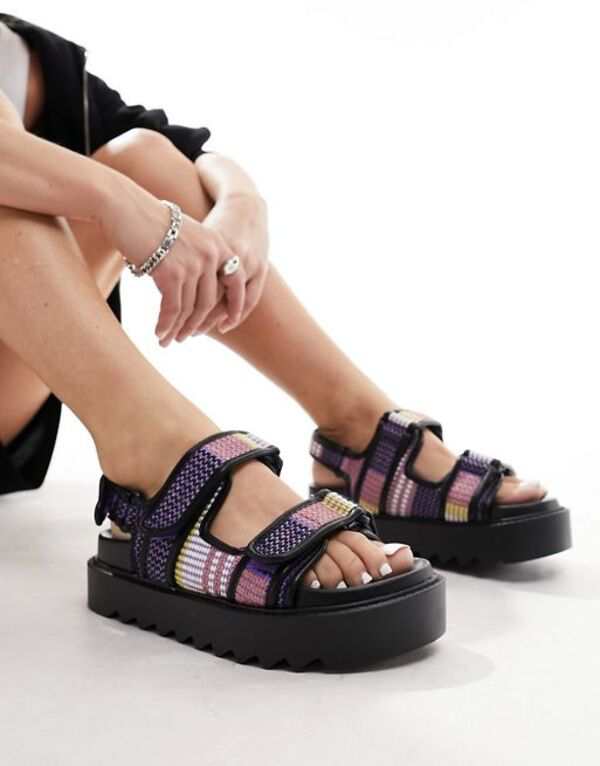 エイソス レディース サンダル シューズ ASOS DESIGN Forecast sporty dad sandals in lilac weave Multi textile