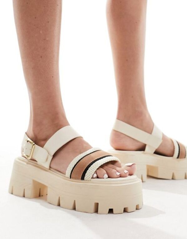 エイソス レディース サンダル シューズ ASOS DESIGN Follower chunky flat sandals in off-white Off-white