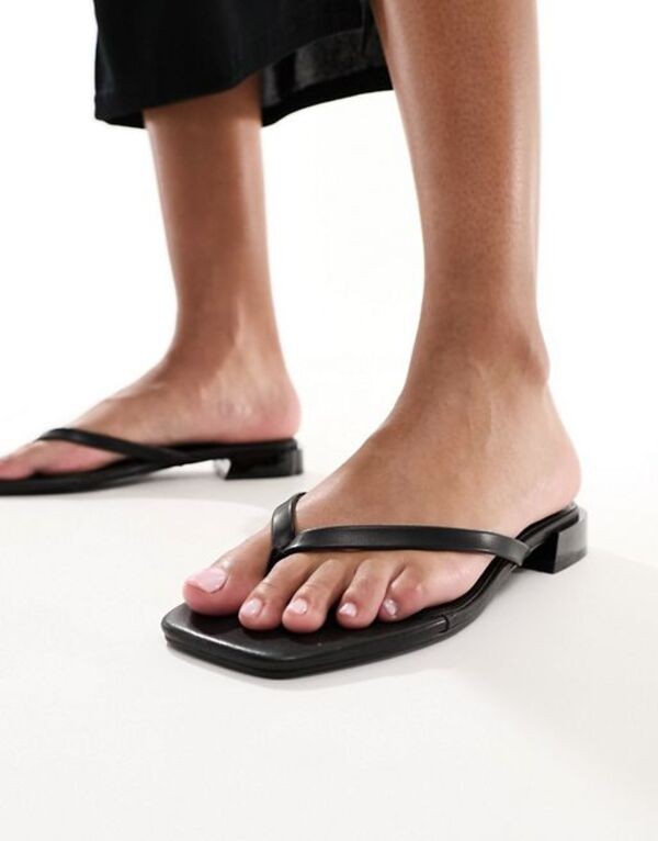 エイソス レディース サンダル シューズ ASOS DESIGN Felicity skinny toe-thong flat sandals in black Black