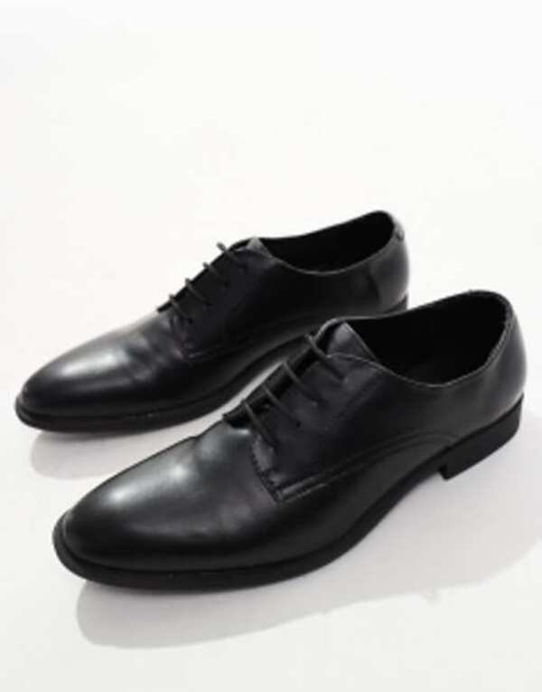 エイソス メンズ スニーカー シューズ ASOS DESIGN derby shoes in black faux leather Black