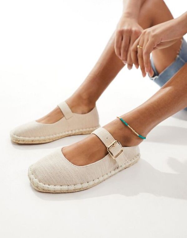 エイソス レディース サンダル シューズ ASOS DESIGN Juliette Mary Jane espadrilles in natural BEIGE