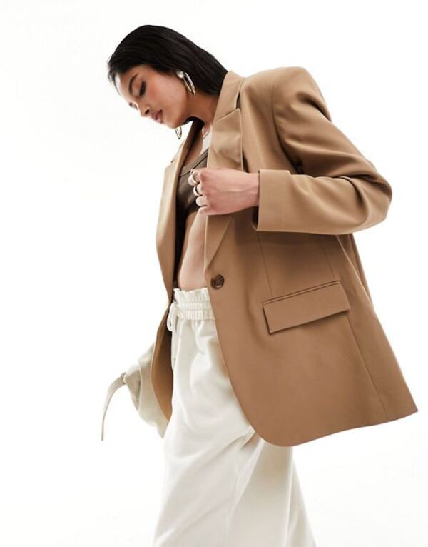 エイソス レディース ジャケット・ブルゾン アウター ASOS DESIGN clean tailored blazer in taupe Taupe