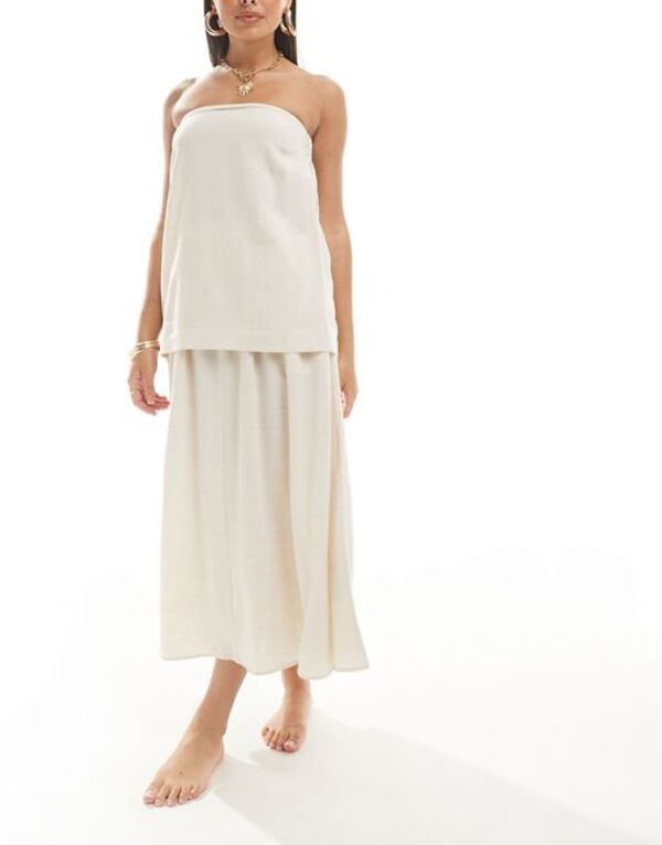 エイソス レディース シャツ トップス ASOS DESIGN Isabel mix & match linen look A-line bandeau beach top in neutral NEUTRAL