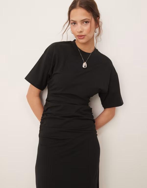 Asos Design Crew Neck T Shirt Dress With Ruched Sides ALLSAINTS
