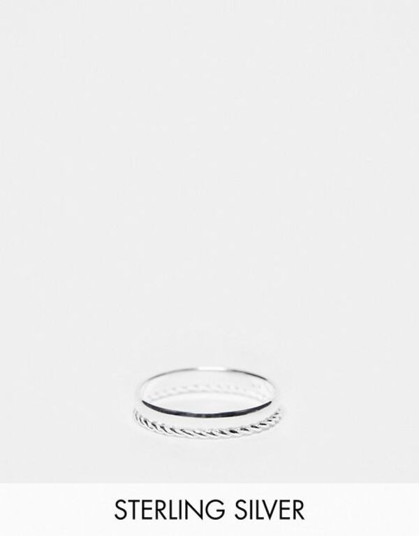 エイソス メンズ リング アクセサリー ASOS DESIGN sterling silver band ring with rope detail in silver SILVER