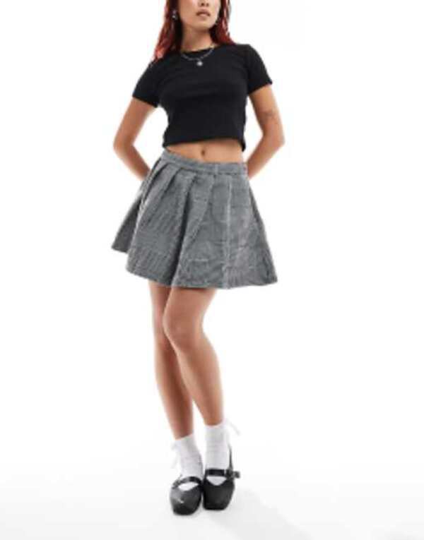 バンズ レディース スカート ボトムス Vans nina plaid mini skirt in black Black