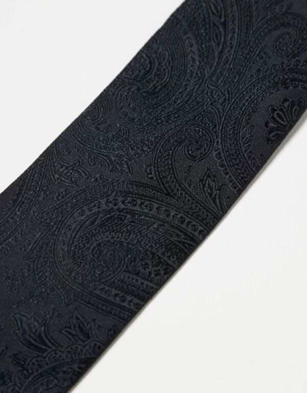 エイソス メンズ ネクタイ アクセサリー ASOS DESIGN slim tie with paisley print in black Black