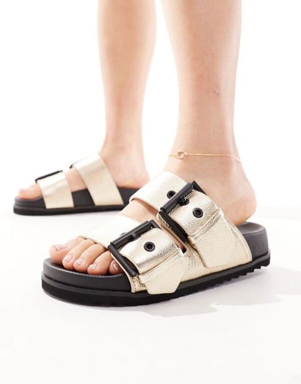 オールセインツ レディース サンダル シューズ AllSaints Sian leather chunky sandals in gold metallic Metallic gold