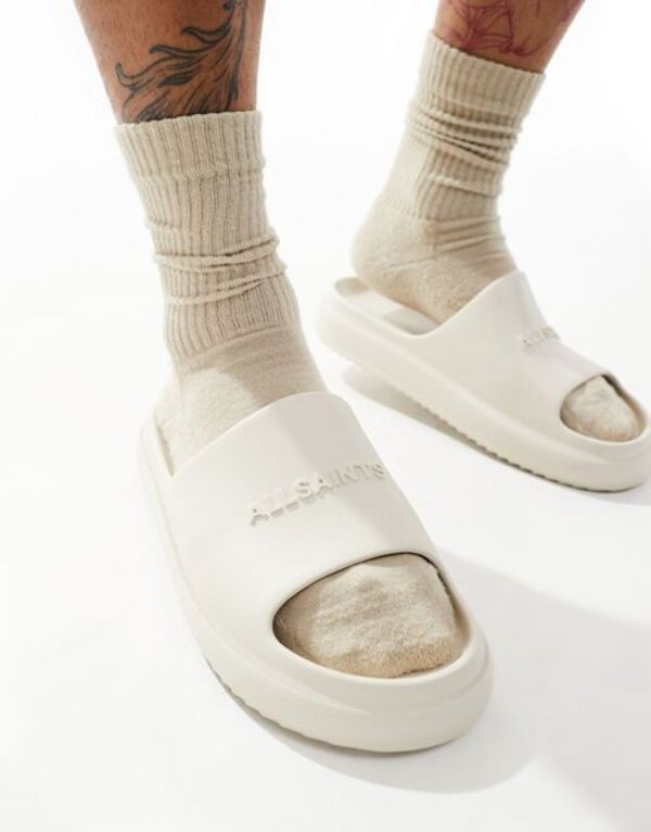 オールセインツ メンズ サンダル シューズ AllSaints Dune lightweight chunky slides in off white CHALK WHITEの通販は 28,980円