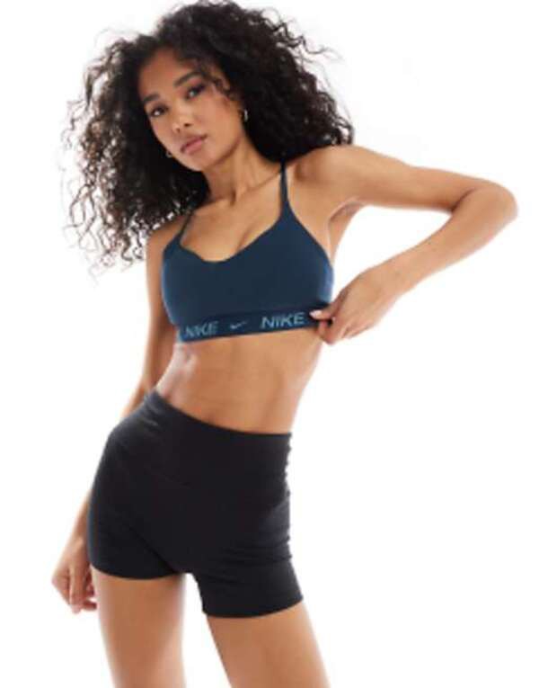 ナイキ レディース ブラジャー アンダーウェア Nike Training Dri-Fit Indy light support sports bra in navy NAVY