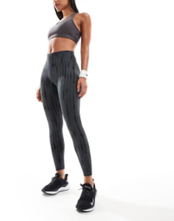 ナイキ レディース レギンス ボトムス Nike Training One printed high-waisted 7/8 leggings in black Blackの通販は