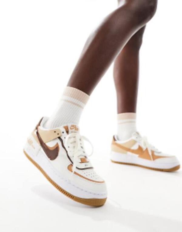 ナイキ レディース スニーカー シューズ Nike Air Force 1 Shadow sneakers in off-white and brown IVORY