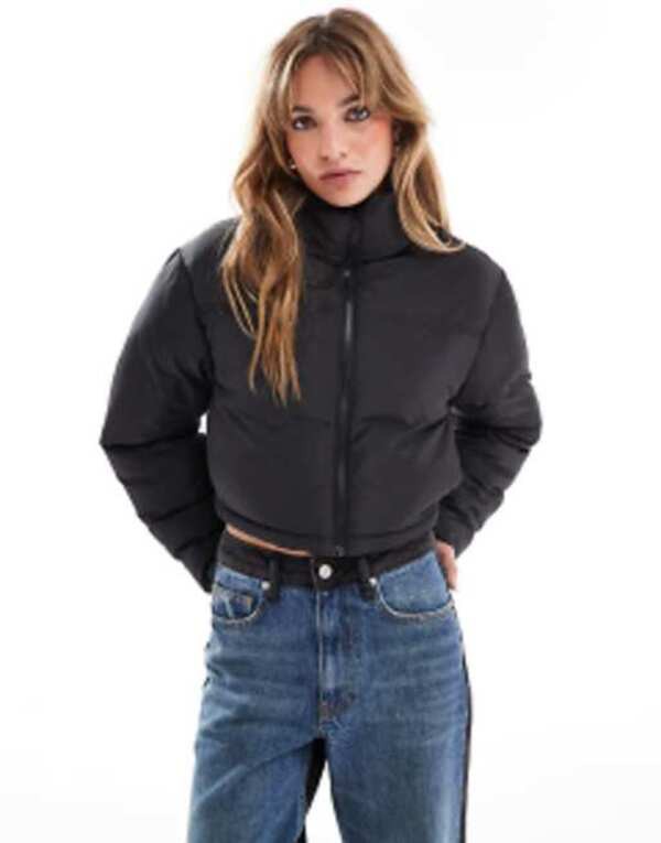 エイソス レディース ジャケット・ブルゾン アウター ASOS DESIGN cropped puffer jacket in black Black