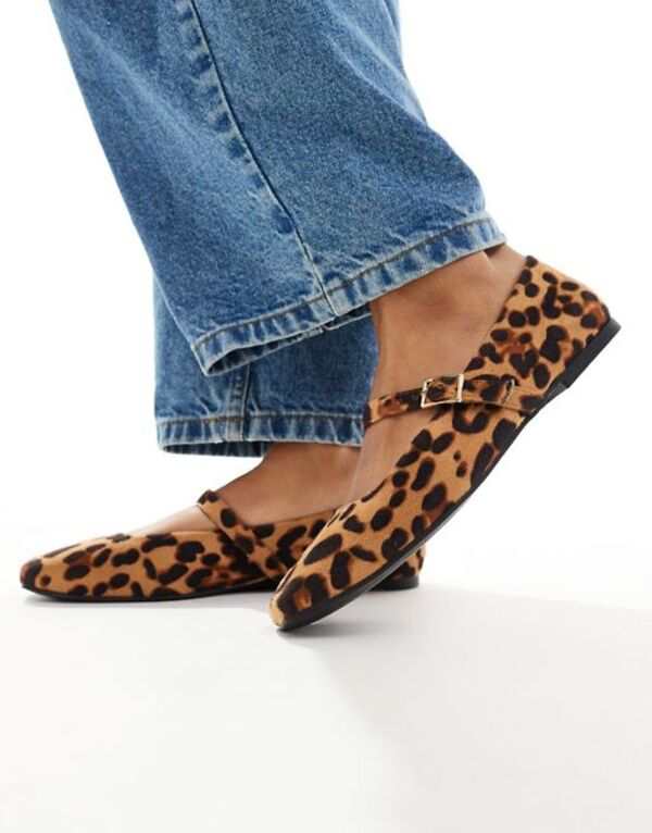 エイソス レディース パンプス シューズ ASOS DESIGN Lottie Mary Jane Ballet flats in leopard LEOPARD