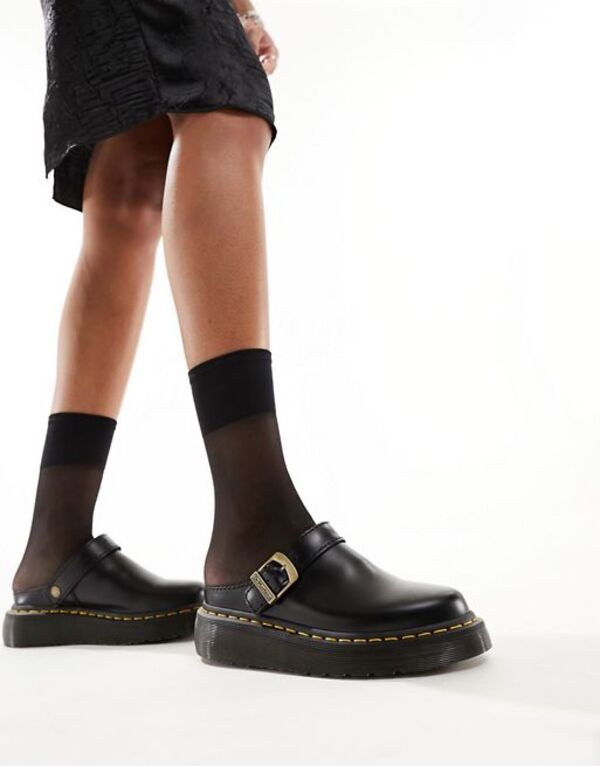 ドクターマーチン レディース サンダル シューズ Dr Martens Archive quad mules in black leather Black